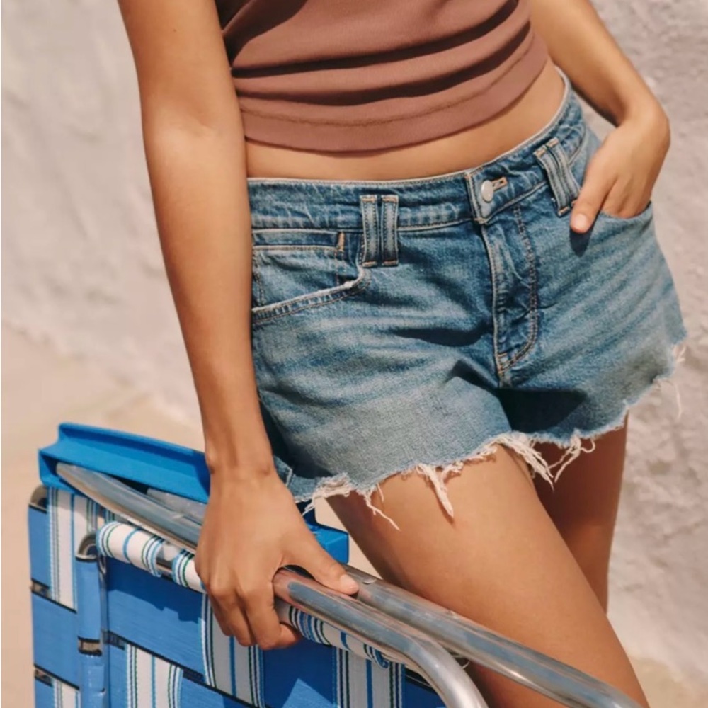 Pilcro Light Blue Frayed Denim Shorts